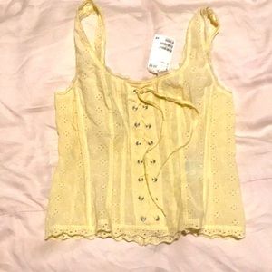 Yellow Eyelet Corset Top